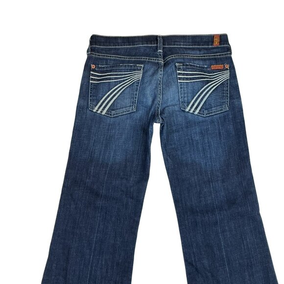7 For All Mankind Dojo Flare Jeans Womens Size 28 Dark Wash Cotton Blend USA-Mad - Picture 4 of 12